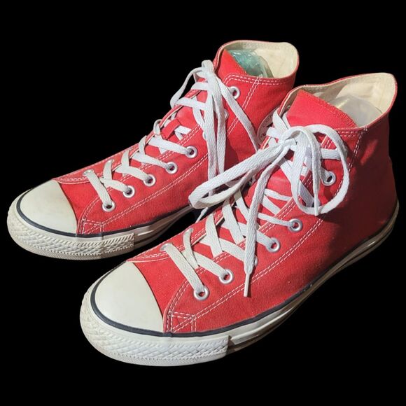 Red Converse All Star High Tops Sneakers Men's Size 10 Shoes - Picture 4 of 8